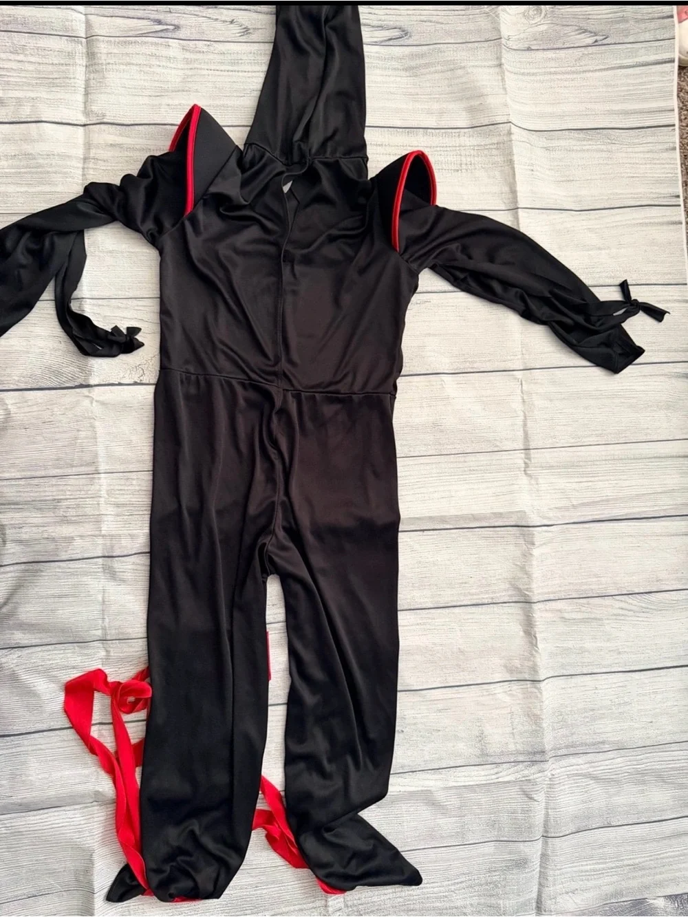 Kids Black and Red Ninja Costume with Hood